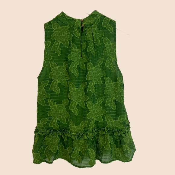 Maeve Savannah Sleeveless Mock Neck Swing Blouse Size 6 Green Floral - Picture 2 of 9